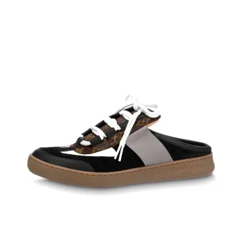 LOUIS VUITTON Odor Resistant Slide Slippers Women's Black Gray Brown