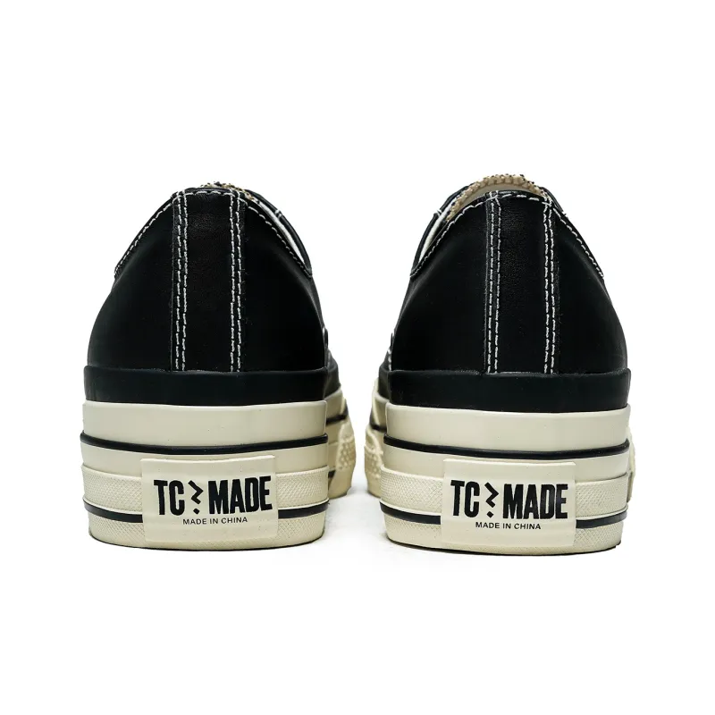 TC Tcmade017 Low-Top Cow Leather Canvas Shoes Unisex Black-3