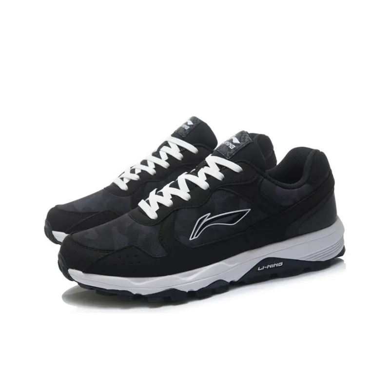 LiNing Cushioning Anti-Slip And Wear-Resistant Reflective Low-Top Running Shoes Men's Black White-2