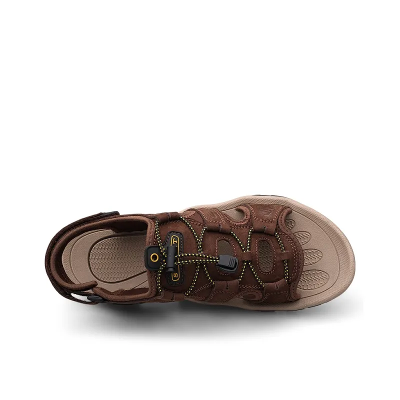 LAORENTOU Beach Sandals Men Black/Dark Brown/Khaki-7