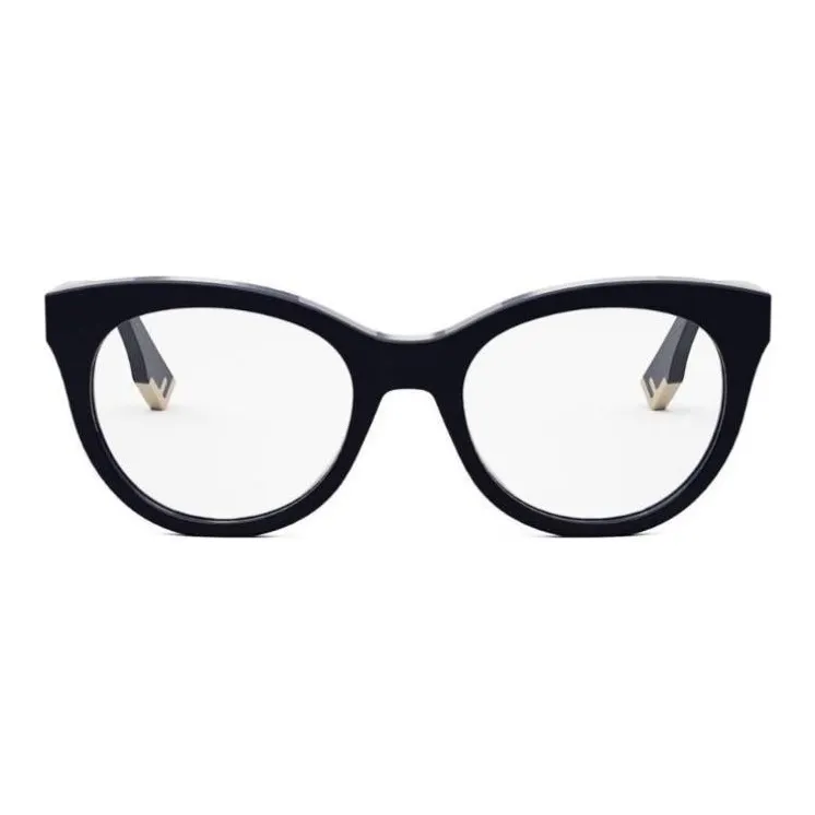 FENDI Acetate Round Eyeglass Frames Women's Black-1