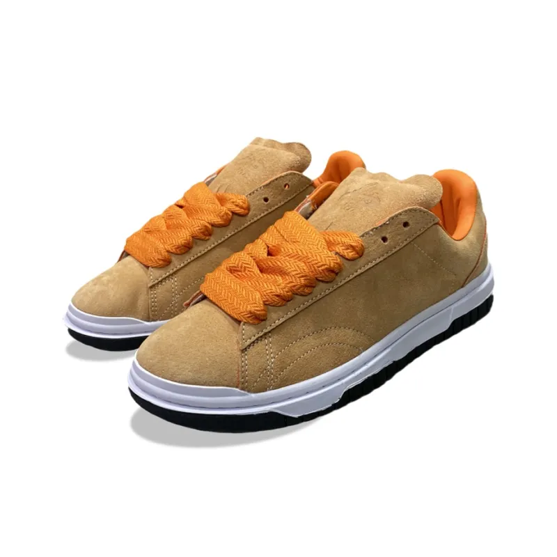 Shionpo Slip Resistant Cushioning Wear Resistant Breathable Low Top Skateboard Shoes Unisex Orange-6