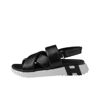 HERMES Electric Beach Sandals Women's Black White