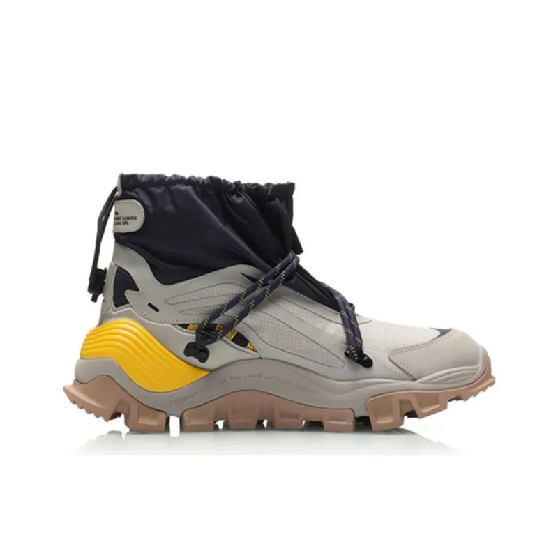 LiNing Casual Shoes Men High Top Silver Fish Gray/Black/Yellow-1