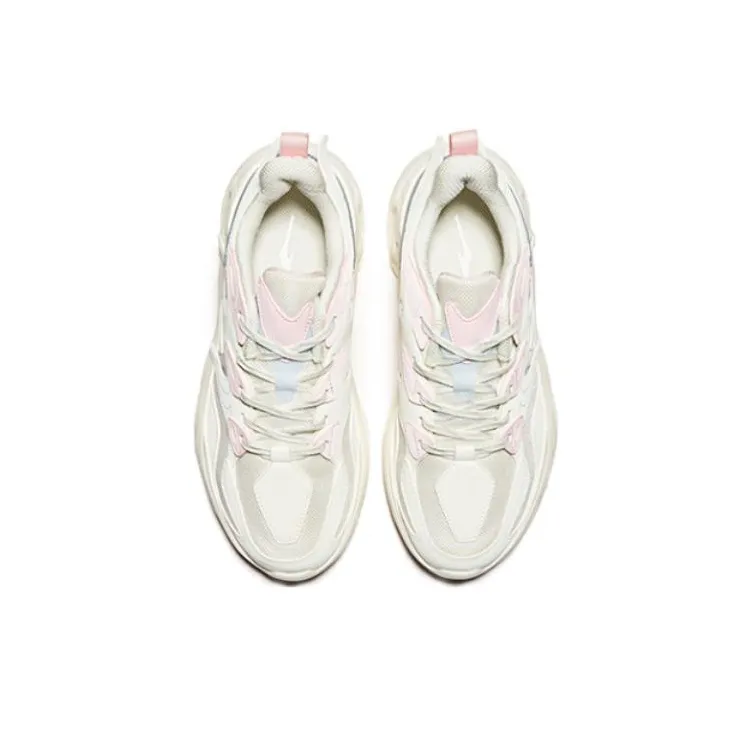HENANBOWUYUAN x Erke Cushioning, Slip Resistant, And Abrasion Resistant Low Top Running Shoes Women's White Pink Blue-3