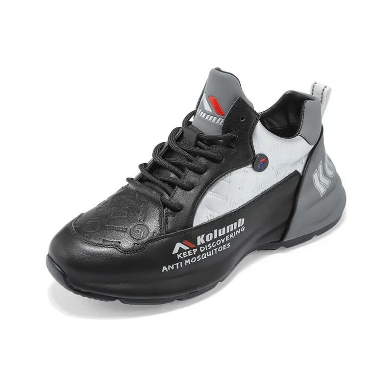 Kolumb Thermal Moisture Wicking Slip Resistant Mid Top Casual Shoes Men's Black Silver Gray-0