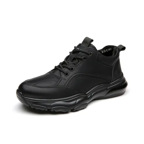 EGCHI Abrasion-Resistant Mid-Top Casual Shoes For Everyday Life Men's Black