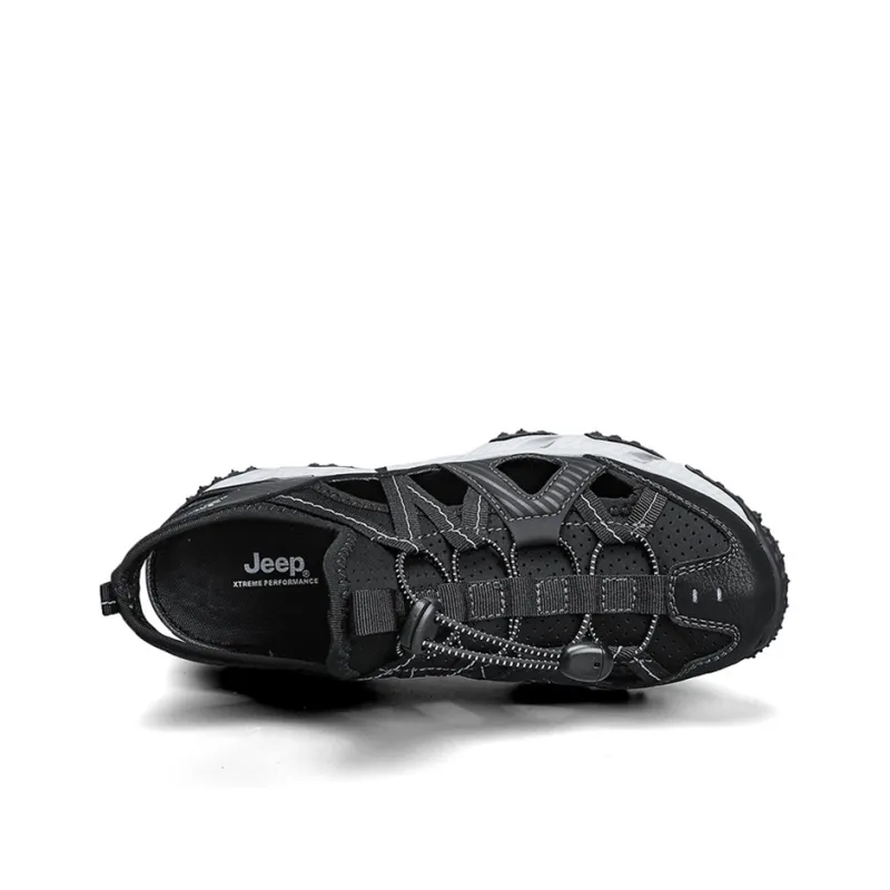 Jeep Moisture Wicking Abrasion Resistant Lightweight Breathable Slip Resistant River Trekking Shoes Men's Black-4