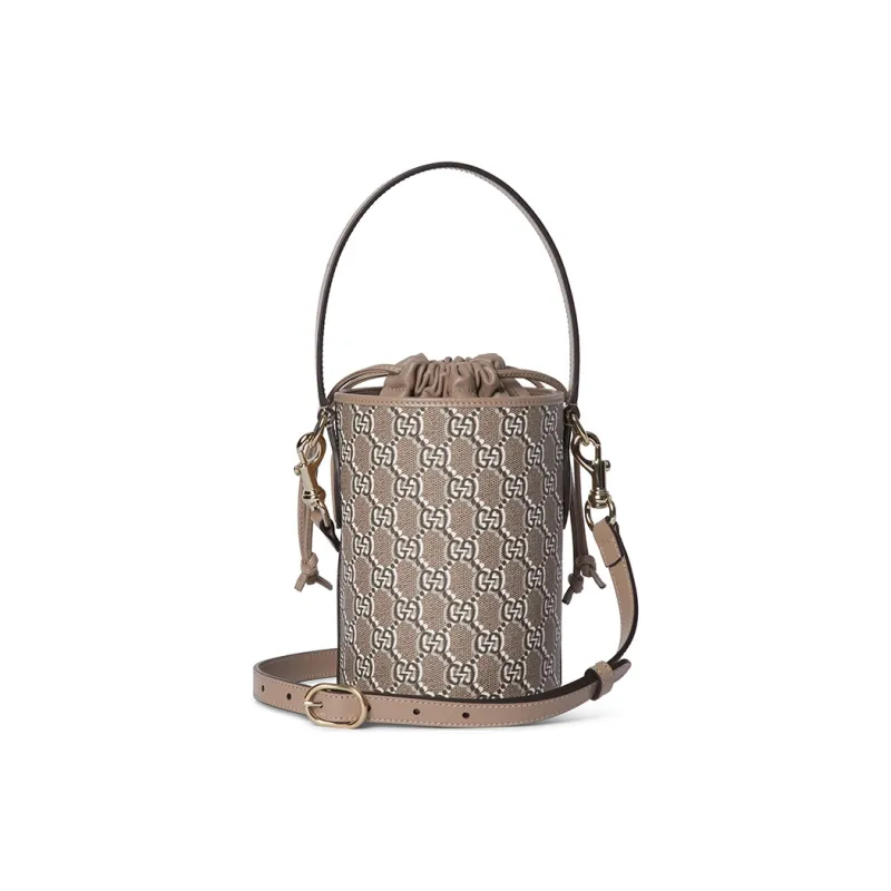 GUCCI Canvas With Leather Binding Bucket Bags Shoulder Bag Crossbody Bag Handbag Extra Mini Women's Taupe-3