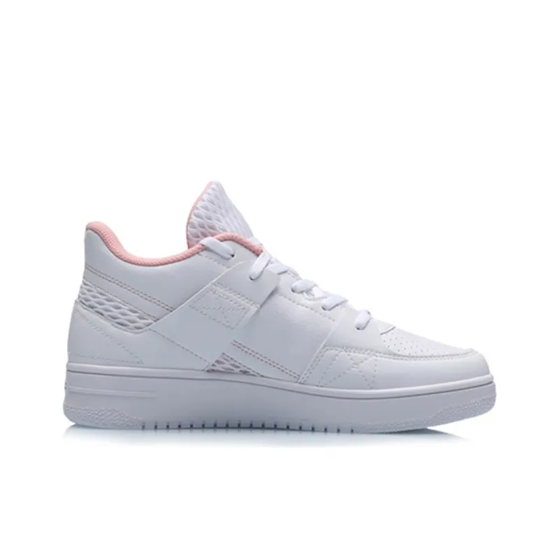 LiNing Anti Slip Wear Resistant Mid Top Basketball Shoes Women's Pink White-1