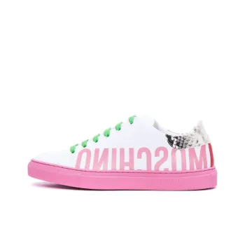 MOSCHINO Low Top Stylish Skateboarding Shoes Women's White Green Pink