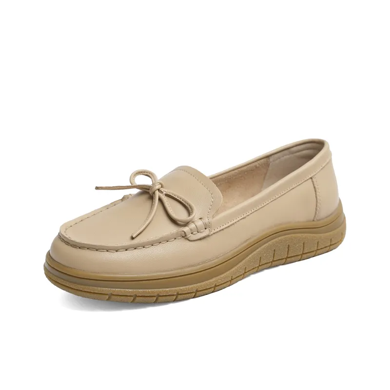 RED DRAGONFLY Gommino Loafers Small Leather Shoes Slip on Unlined Shoes Women's Black/Beige/Apricot-14