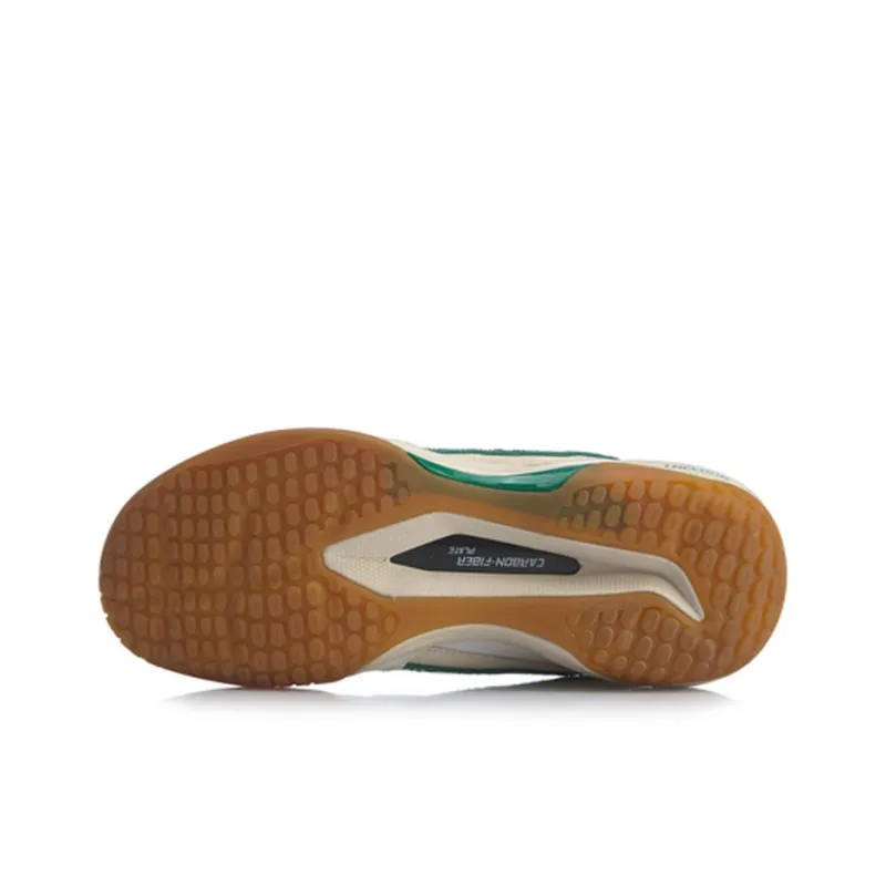 LiNing Cushioning Anti Slip And Wear Resistant Rebound Low Top Badminton Shoes Men's White Gray Green-4