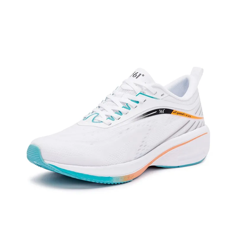 361° Cushioned Breathable Slip-Resistant Low-Top Running Shoes Men's White Green-2