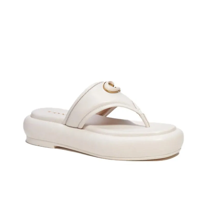 COACH Rubber Sole Slip-Resistant Flip Flops Women's White-2