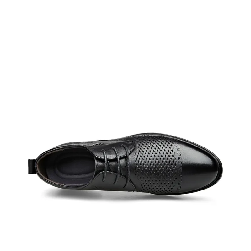 GZZ Dress Shoes Men Low Top Black-7