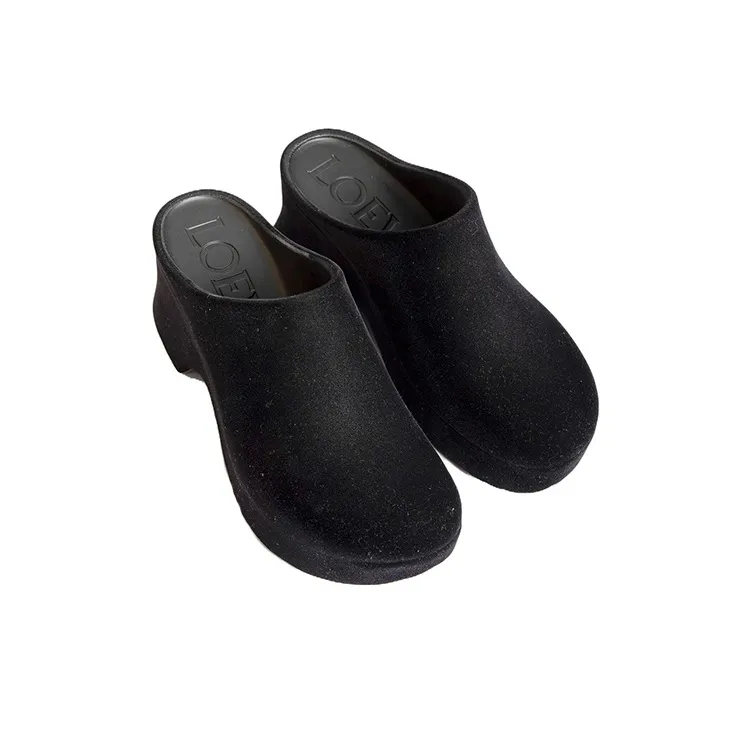 LOEWE Rubber Sole Wrap toe Slippers Women's Black-3