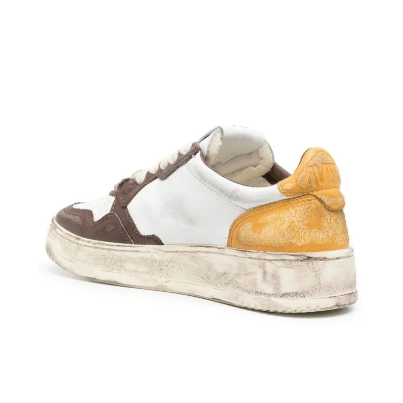 AUTRY Medalist Low Super Vintage Sneakers 'White Brown Yellow' Women's-2