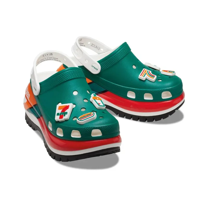7-ELEVEN x Crocs Clogs Unisex Green Red Orange-2