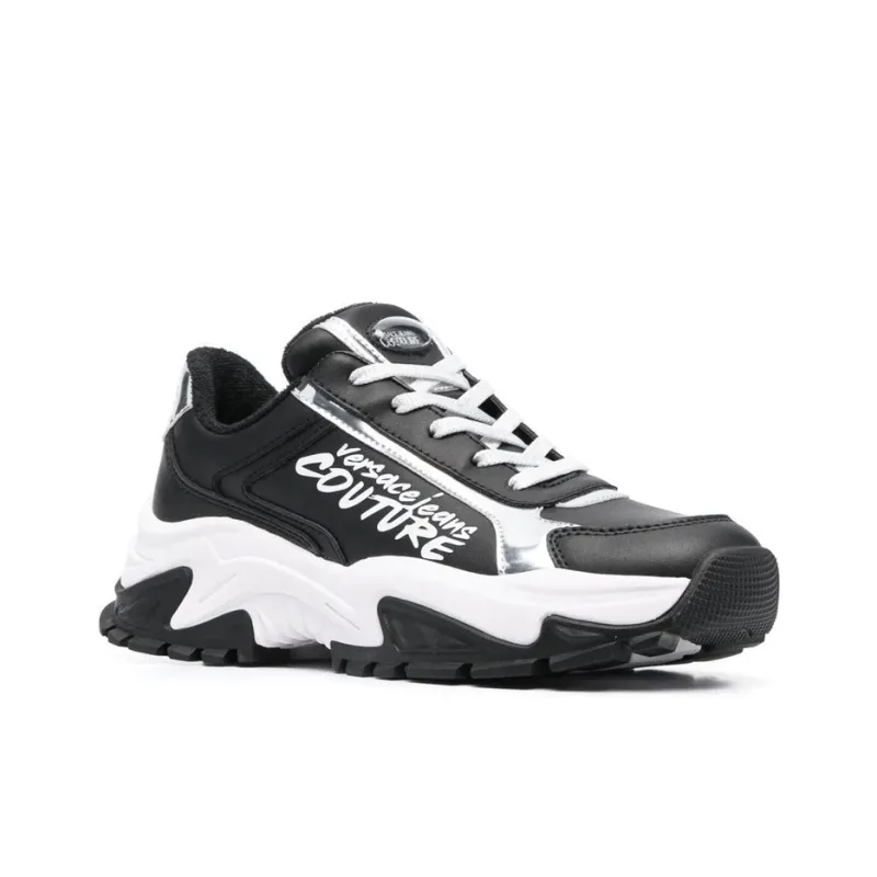 VERSACE JEANS Versace Slip Resistant Low Top Sports Casual Shoes Women's Black White-2