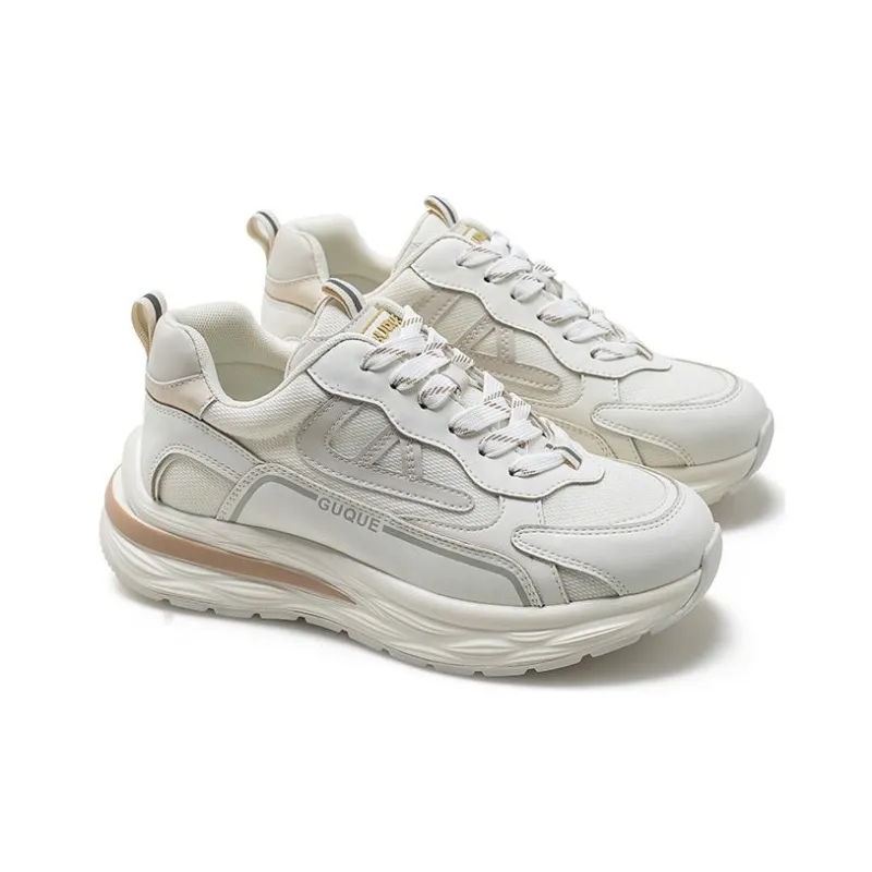 Ancient Finches Cushioning Lightweight Low Top Chunky Sneakers Unisex White Gray-3