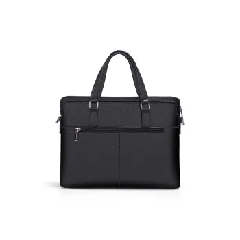 Old Man's Head Top Grain Cow Leather Briefcase Handbag Shoulder Bag Regular Men's Black