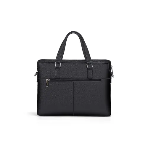 Old Man's Head Top Grain Cow Leather Briefcase Handbag Shoulder Bag Regular Men's Black