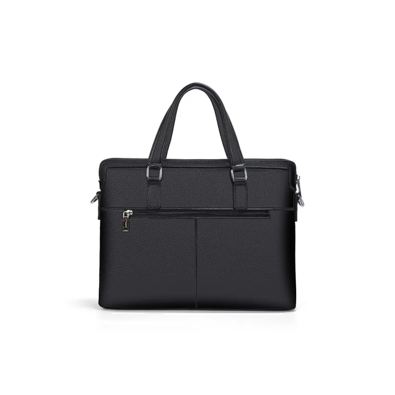 Old Man's Head Top Grain Cow Leather Briefcase Handbag Shoulder Bag Regular Men's Black-0
