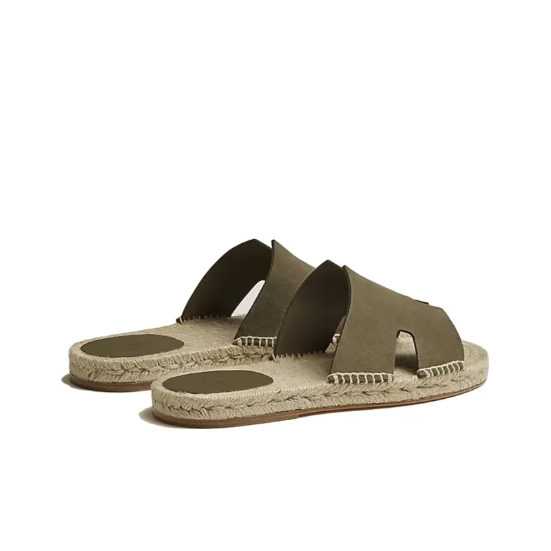 HERMES Antigua Espadrille Tundra Green Suede Goatskin-3