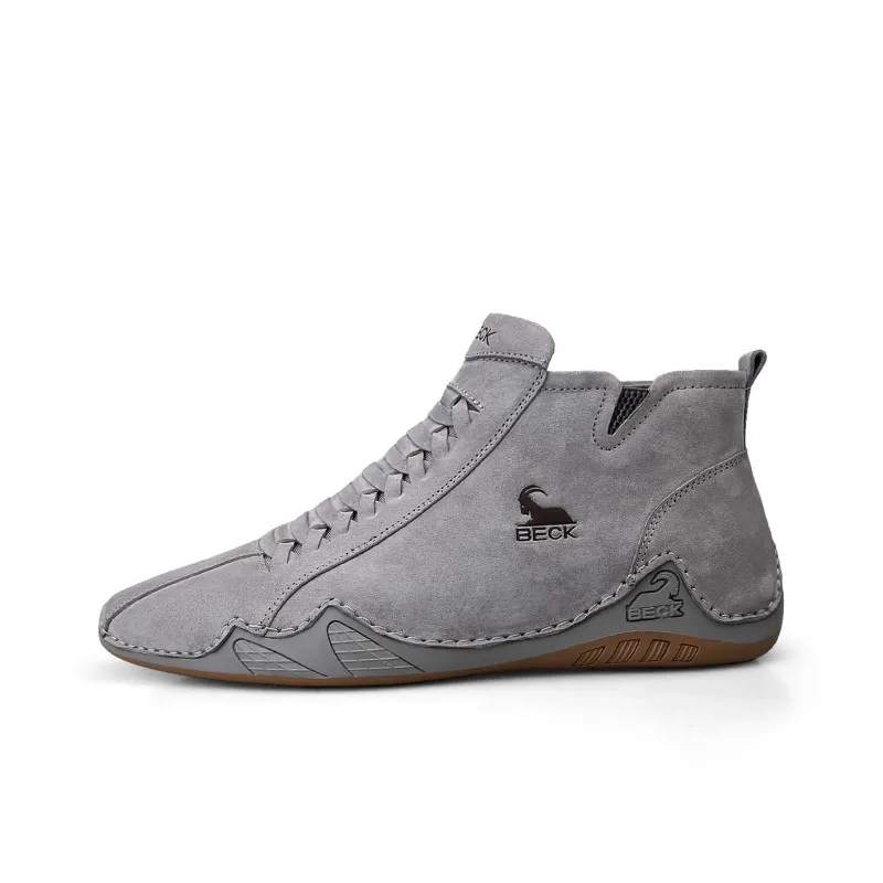 BECK Men's Casual Shoes Men Mid Top Gray, Beige-0