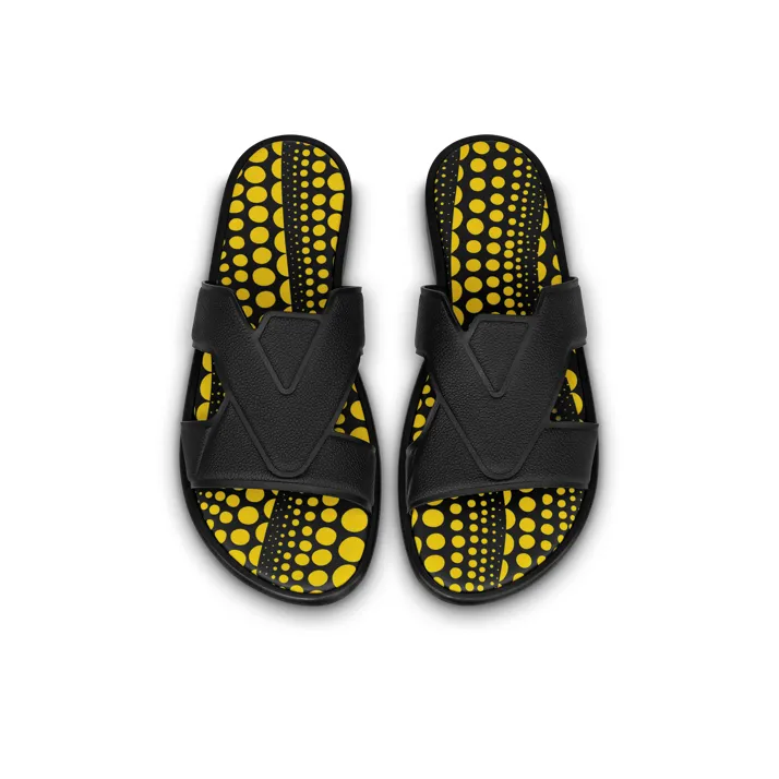 Yayoi Kusama x LOUIS VUITTON Oasis Slide Slippers Men's Black Yellow-2