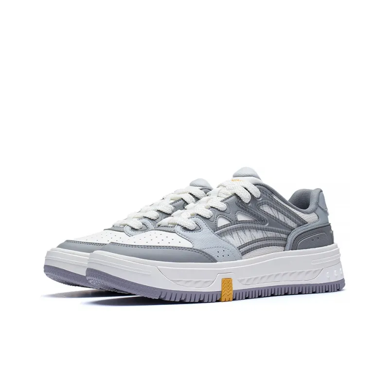 LiNing Floating Slip Resistant Shock Absorbers Low Top Skateboard Shoes Men's Microcrystalline Gray-2