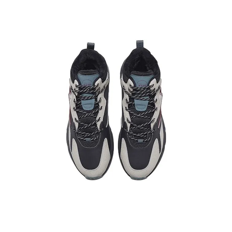 XTEP Anti Slip Wear Resistant High Top Sports Casual Shoes Men's Black Gray-2