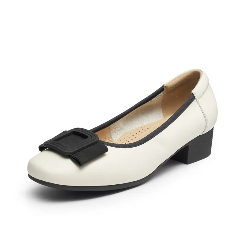 RED DRAGONFLY Slip on Unlined Shoes 3.4cm Heel Women's Black/Ecru-6