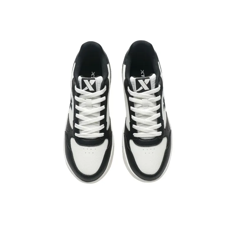 XTEP Waterproof And Wear resistant Low Top Skateboard Shoes Men's Black White-3