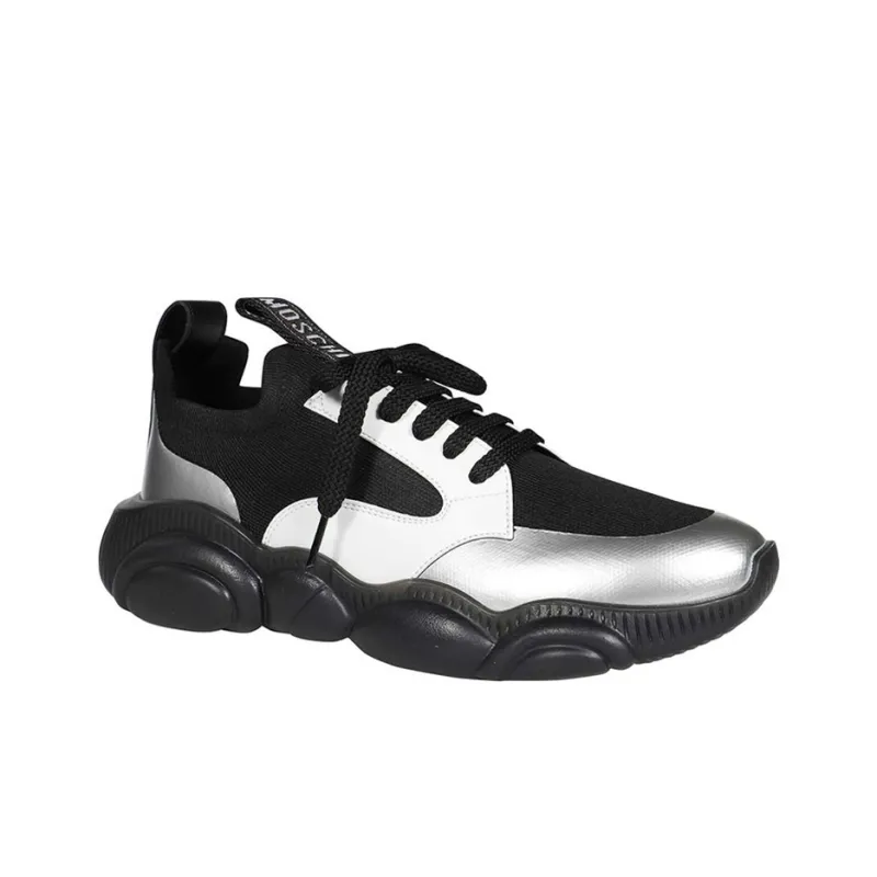 MOSCHINO Abrasion Resistant Low Top Sports Casual Shoes Men's Black Silver-2
