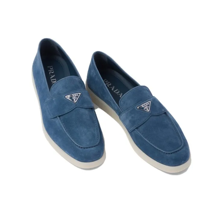 PRADA Logo-plaque Suede Loafers-4