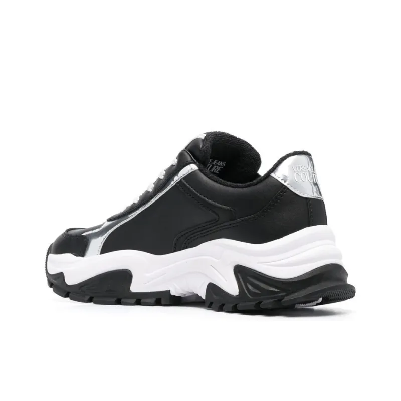 VERSACE JEANS Versace Slip Resistant Low Top Sports Casual Shoes Women's Black White-3