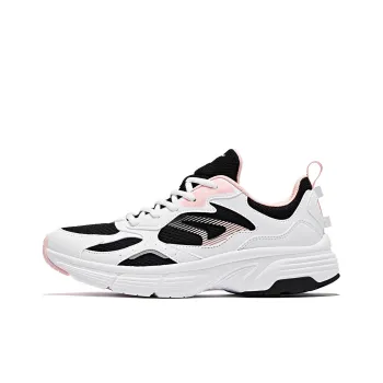 QIAODAN Cushioning Slip Resistant And Abrasion Resistant Low Top Sprint Running Shoes Women's Black Pink