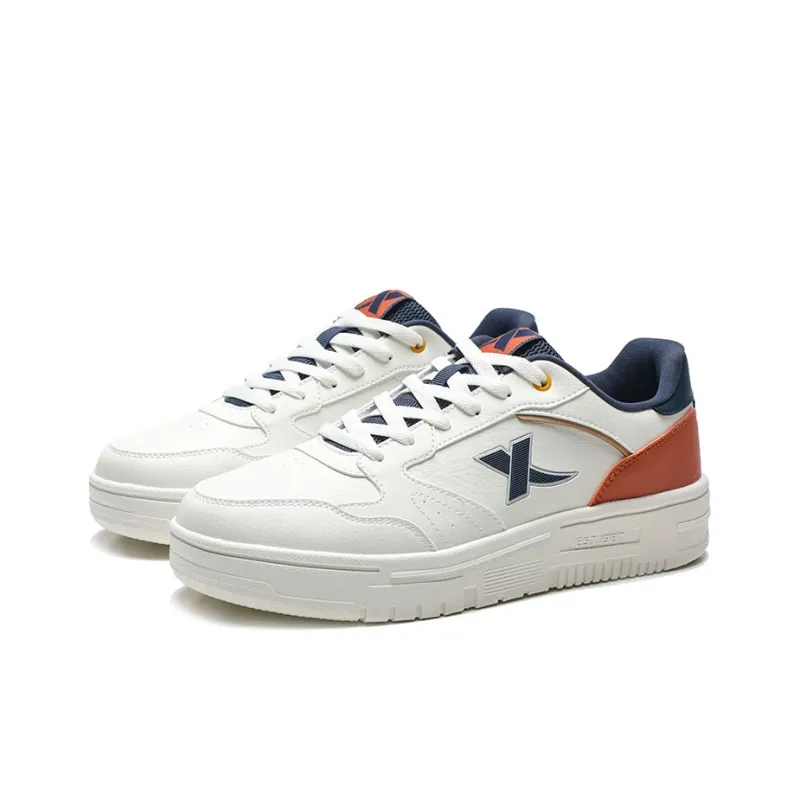 XTEP Waterproof And Wear-resistant Low-Top Skateboard Shoes Men's White Orange-2