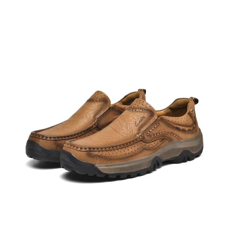 Laoks Men's Casual Shoes Men Low Top Dark Brown/Light Brown-2
