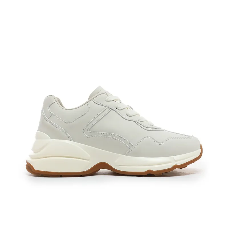CEDAR HAN Cushioning And Abrasion Resistant Coverage Low Top Chunky Sneakers Unisex Ecru-3