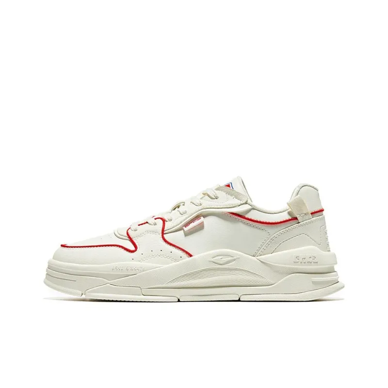 Erke White Peach Oolong Anti Slip Wear Resistant Low Top Skateboard Shoes White Red-0