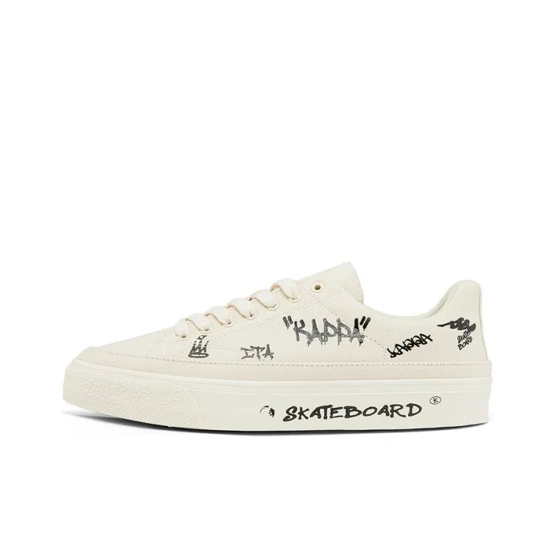 Kappa Wear-Resistant Low-Top Skateboard Shoes Unisex White Black-0