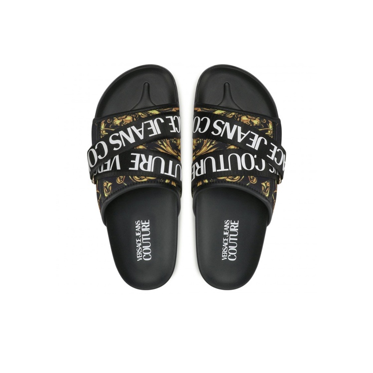 VERSACE JEANS Couture Slide Slippers Men Black - POIZON