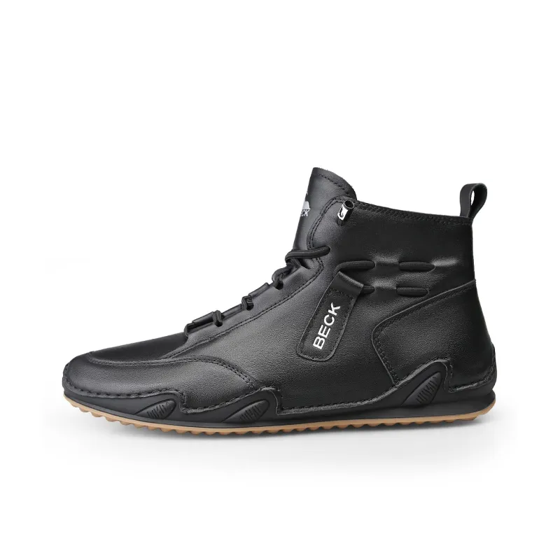 BECK Men's Casual Shoes Men High Top White, Black-0