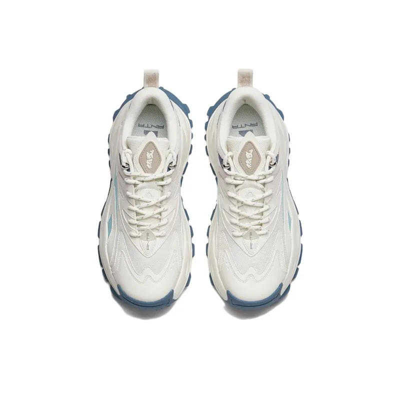 Anta Wear Resistant Cushioning Slip Resistant Low Top Chunky Sneakers Men's White Cyan-2