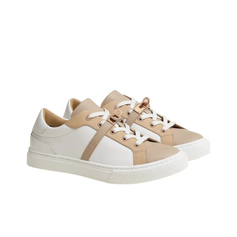 HERMES Stylish Skateboarding Shoes Women's White Umber-2