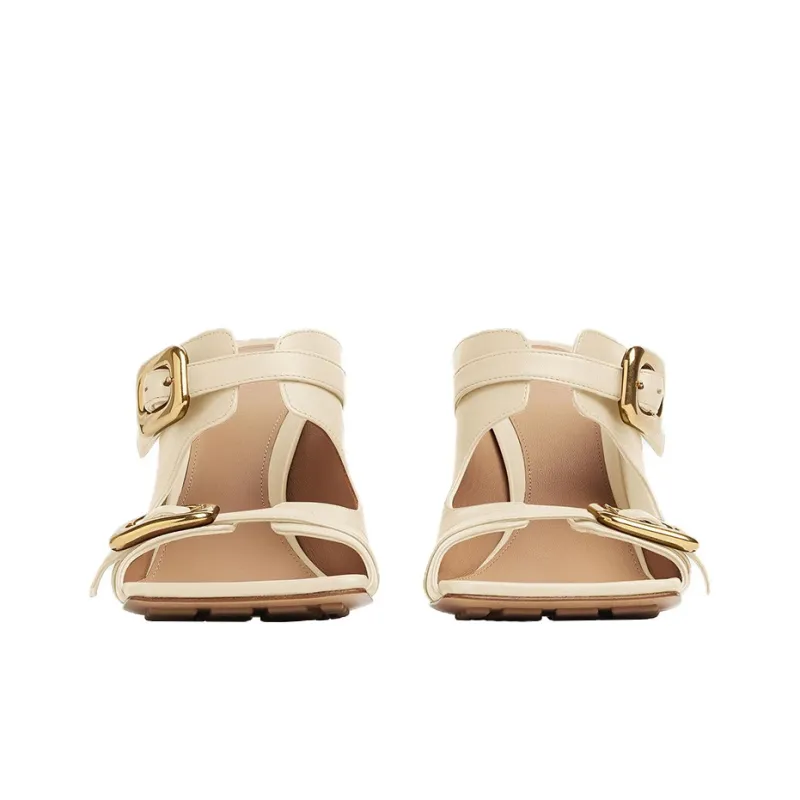Bottega Veneta Stretch Closed Toe Slippers 9cm Women's Beige-2