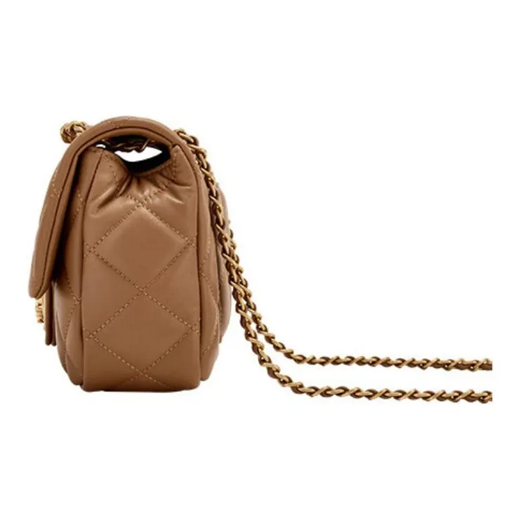 Hush Puppies Cow Leather Patchwork Synthetic Leather Crossbody Bag Shoulder Bag Medium Size Women's Brown-2